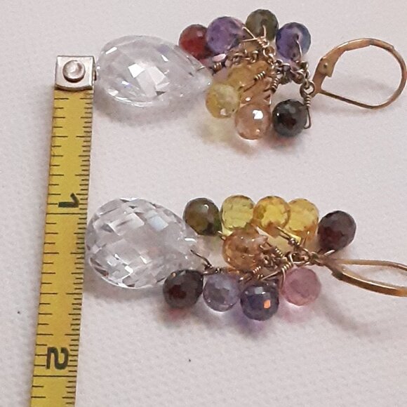 Stunning Faceted Multi-Color Crystal Drop Earrings Designed by Nina Nyugen - Picture 7 of 14